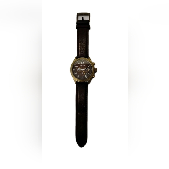 Fossil Dress DE5002 Dark Brown Leather Strap Black Dial Watch - Picture 2 of 5